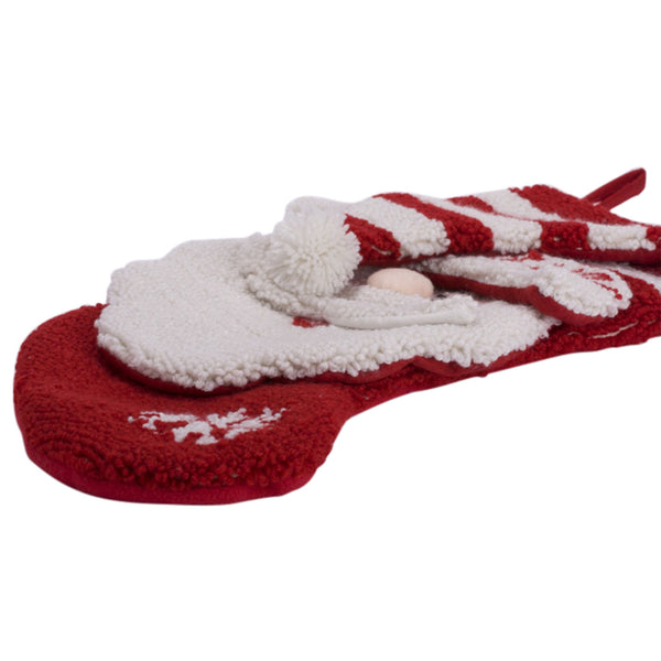 3D Santa with Hat Hooked Christmas Stocking