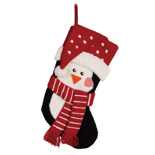 3D Penguin with Hat and Scarf Hooked Christmas Stocking