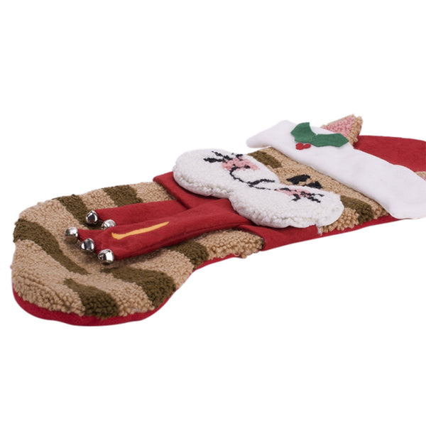 3D Cat with Hat and Scarf Hooked Christmas Stocking