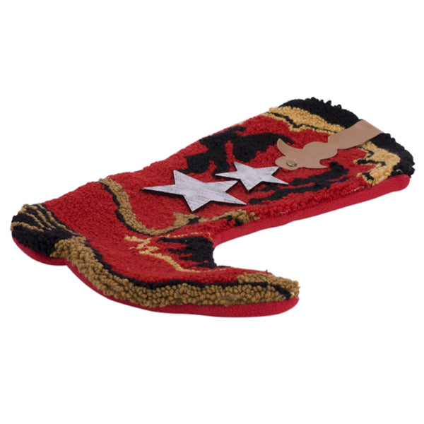 Red Boot Hooked Christmas Stocking