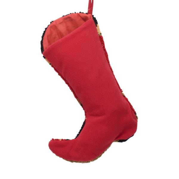 Red Boot Hooked Christmas Stocking