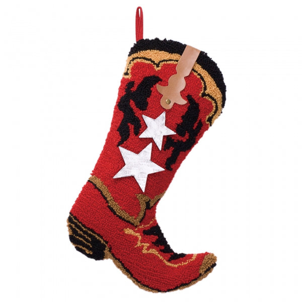 Red Boot Hooked Christmas Stocking