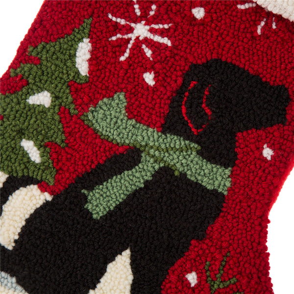 Dog WOOF Hooked Christmas Stocking