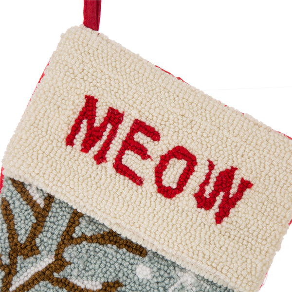 Cat MEOW Hooked Christmas Stocking