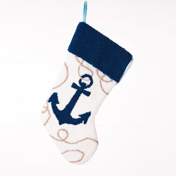 Handmade Nautical Hooked Anchor Christmas Stocking