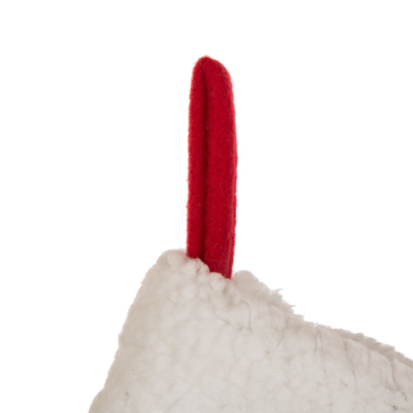 White Fabric Pompom Hooked Christmas Stocking