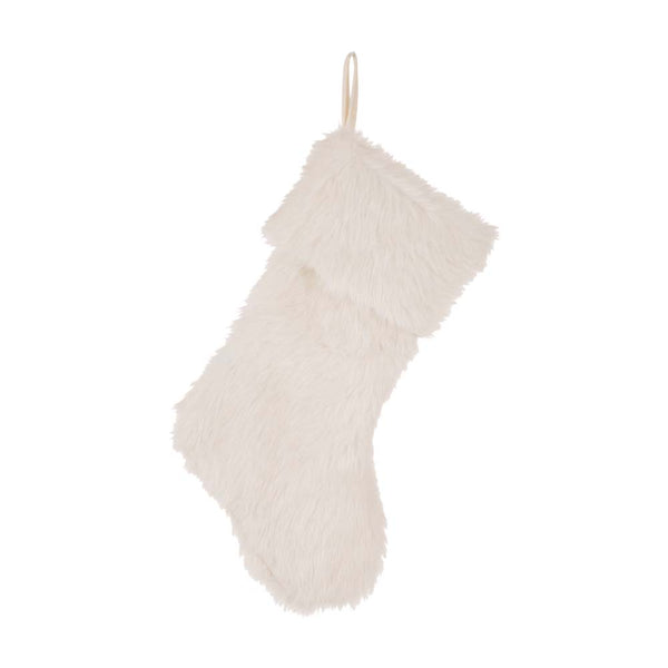 White Plush Faux Fur Christmas Stocking