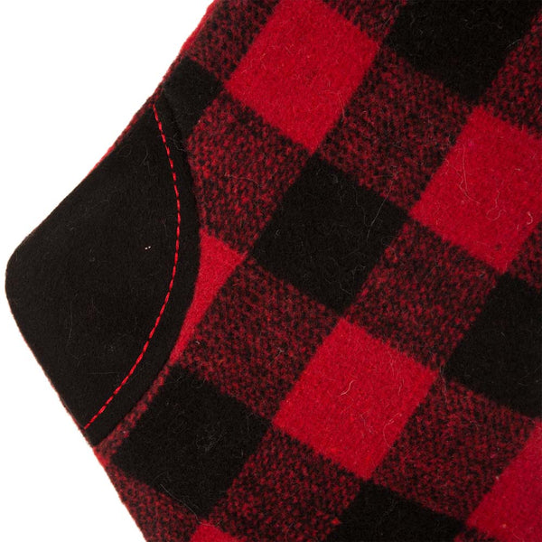 Faux Fur and Black/Red Buffalo Plaid Hooked Christmas Stocking