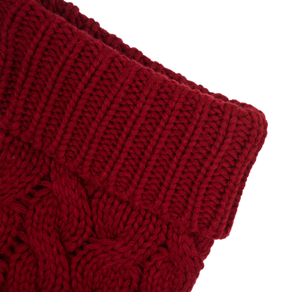 Red Knitted Polyester Christmas Stocking with Pom Pom Ball