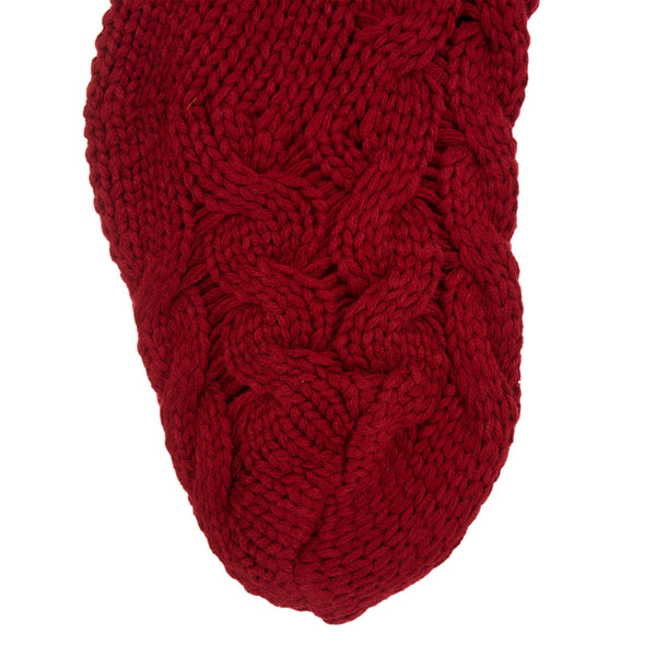 Red Knitted Polyester Christmas Stocking with Pom Pom Ball