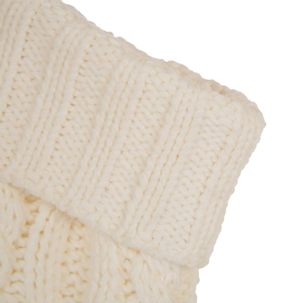 White Knitted Polyester Christmas Stocking with Pom Pom Ball