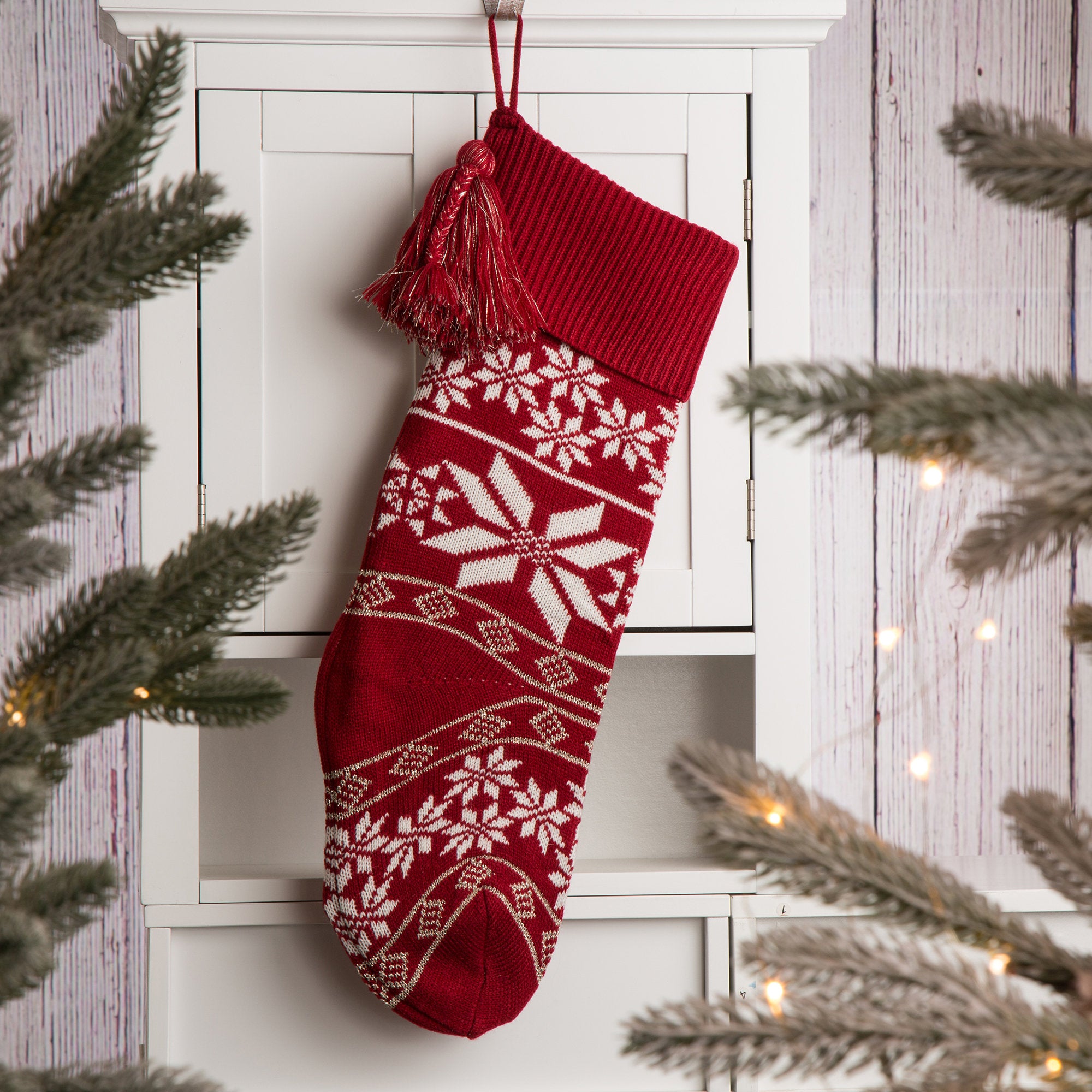 Snowflake Knitted Acrylic Christmas Stocking