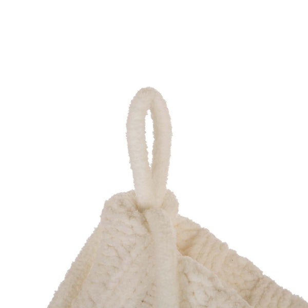 White Knitted Polyester Christmas Stocking with Red Trim & Pompom