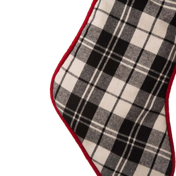 Black & White Plaid Fabric Christmas Stocking