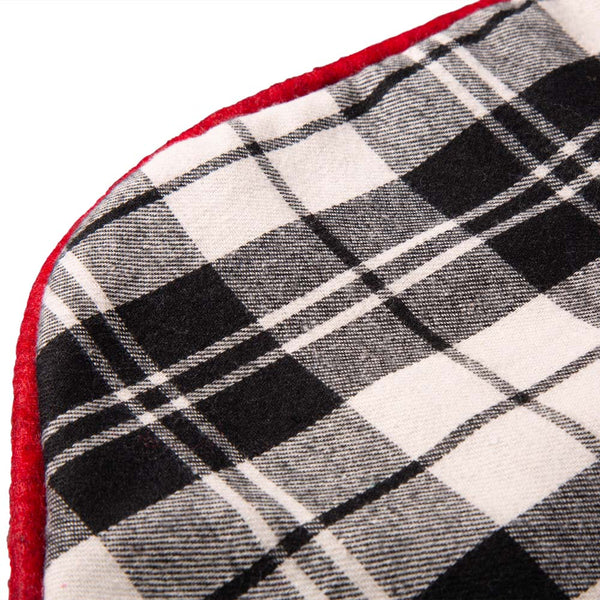 Black & White Plaid Fabric Christmas Stocking