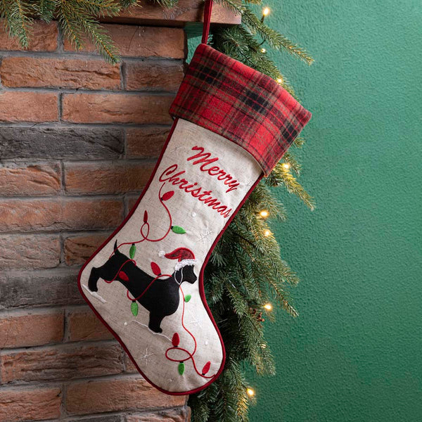 Merry Christmas Dachshund Fabric Christmas Stocking