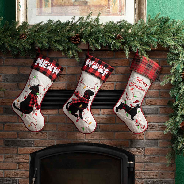 Merry Christmas Dachshund Fabric Christmas Stocking