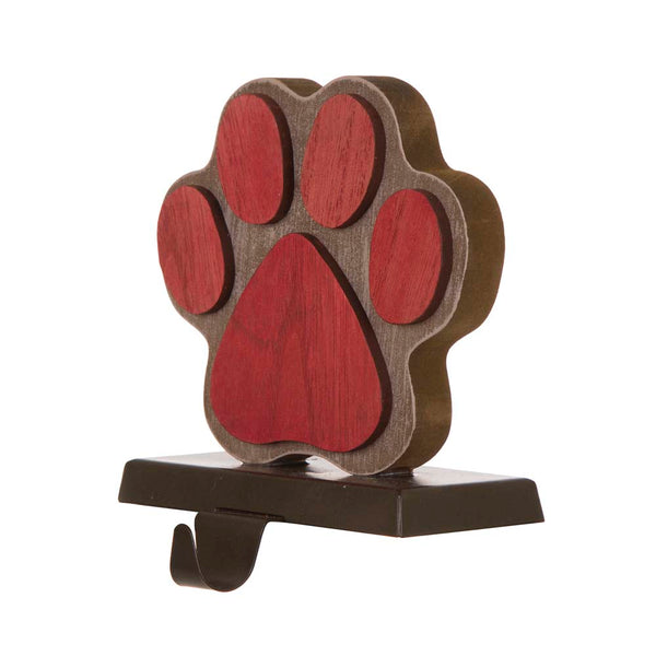 6.50"H Wooden Metal Paw Stocking Holder