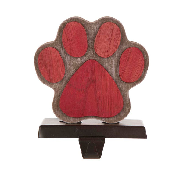 6.50"H Wooden Metal Paw Stocking Holder