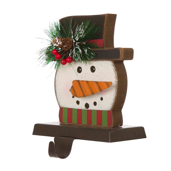 6.30"H Wooden Metal Snowman Head Stocking Holder