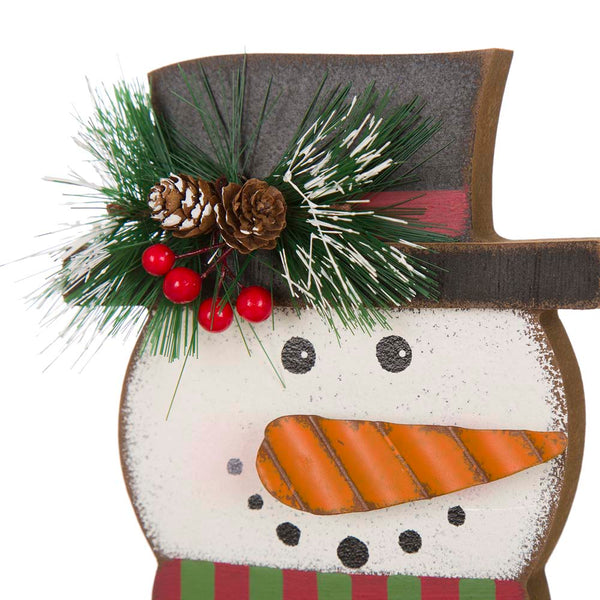 6.30"H Wooden Metal Snowman Head Stocking Holder