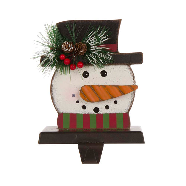 6.30"H Wooden Metal Snowman Head Stocking Holder