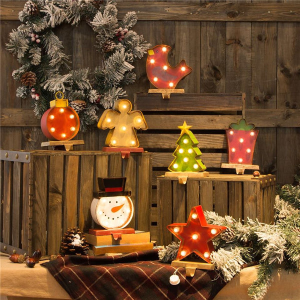 7.48" Marquee LED Lighted Star Christmas Stocking Holder Battery Operated