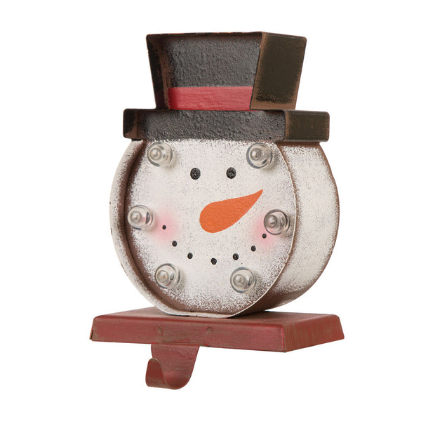 7.48" Marquee LED Lighted Snowman Head Christmas Stocking Holder Battery Operated