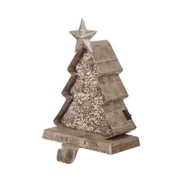 7.50"H Marquee LED Wooden/Metal Christmas Tree Stocking Holder