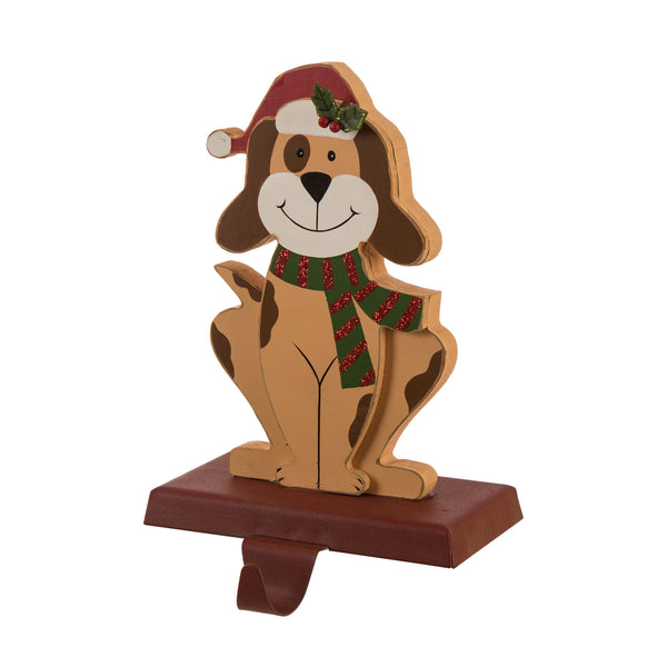 7.50"H Wooden/Metal Dog Stocking Holder