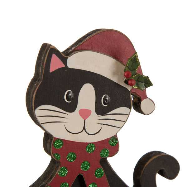 7.50"H Wooden/Metal Cat Stocking Holder