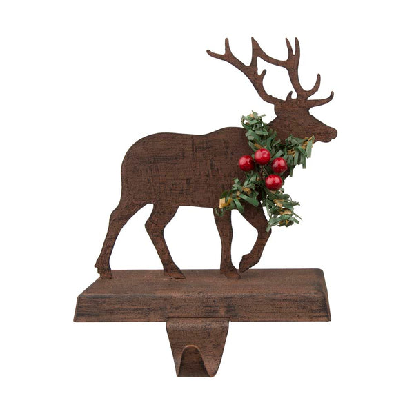 6.50"H Wooden/Metal Reindeer Stocking Holder