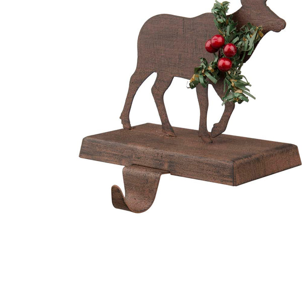 6.50"H Wooden/Metal Reindeer Stocking Holder