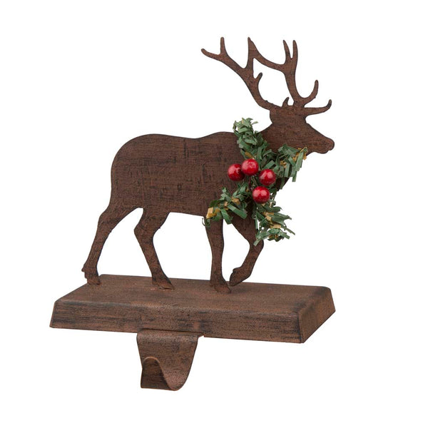 6.50"H Wooden/Metal Reindeer Stocking Holder