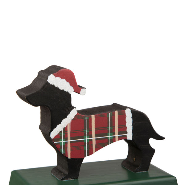 5.92"H Wooden/Metal Dachhound Stocking Holder