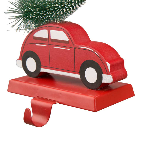 5.31"H Wooden/Metal Red Car Stocking Holder