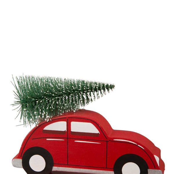 5.31"H Wooden/Metal Red Car Stocking Holder