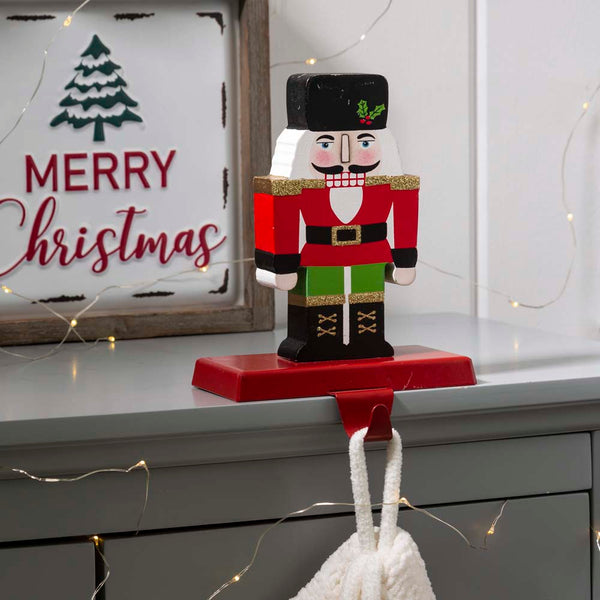 7.00"H Wooden/Metal Nutcracker Stocking Holder