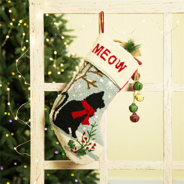 2PK Cat & Dog Design Hooked Christmas Stockings