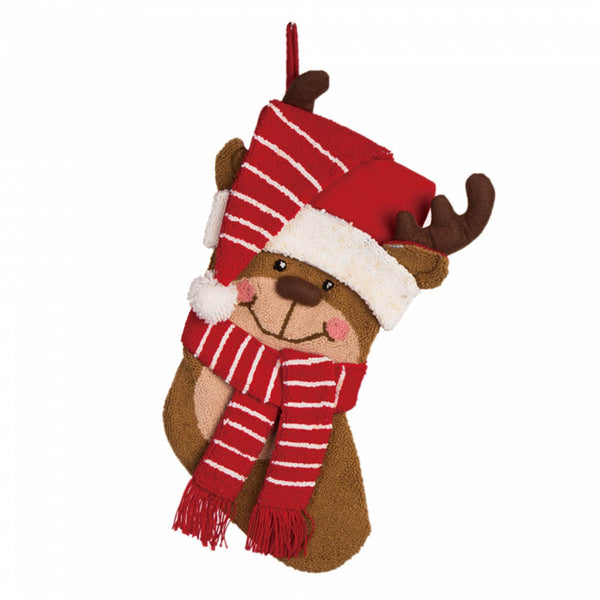 2PK 3D Reindeer Hooked Christmas Stockings