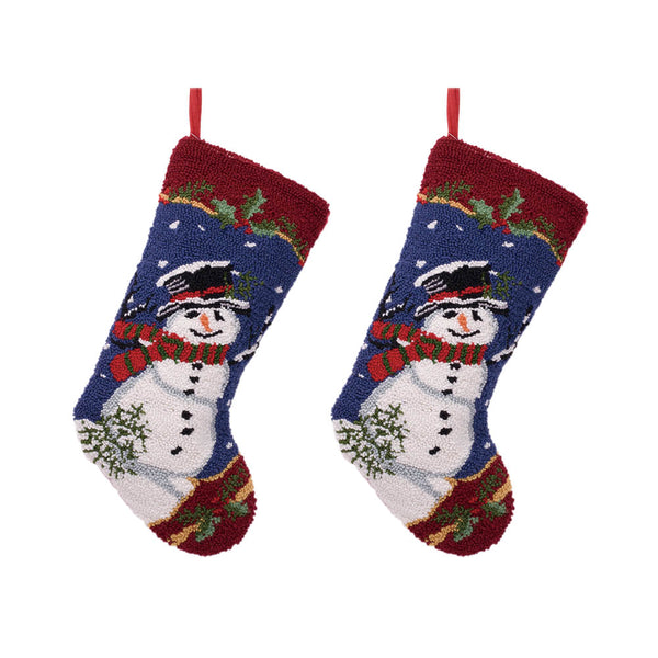 2PK Snowman Hooked Christmas Stocking