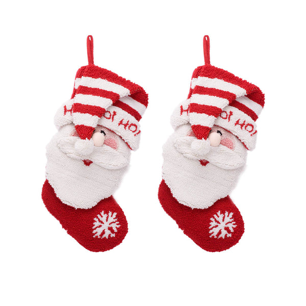 2PK 3D Santa with Hat Hooked Stockings