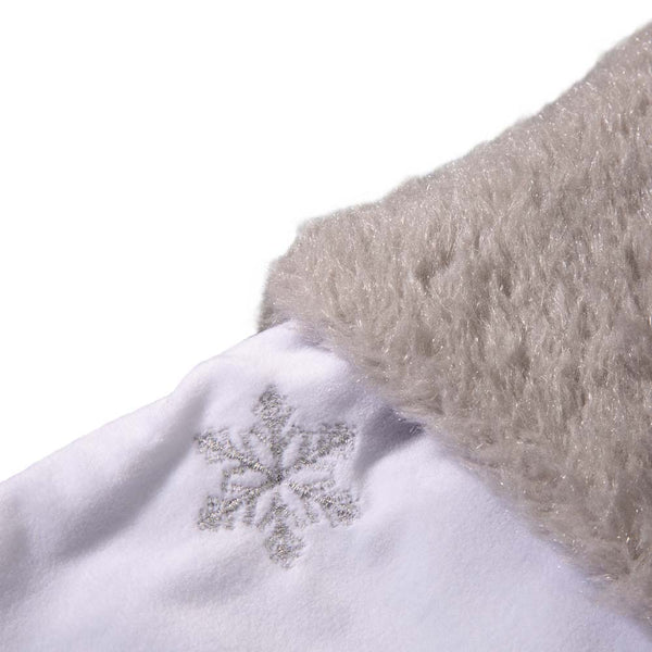 White Fleece with Christmas Tree and Snowflake Stocking