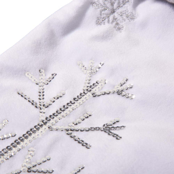 White Fleece with Christmas Tree and Snowflake Stocking