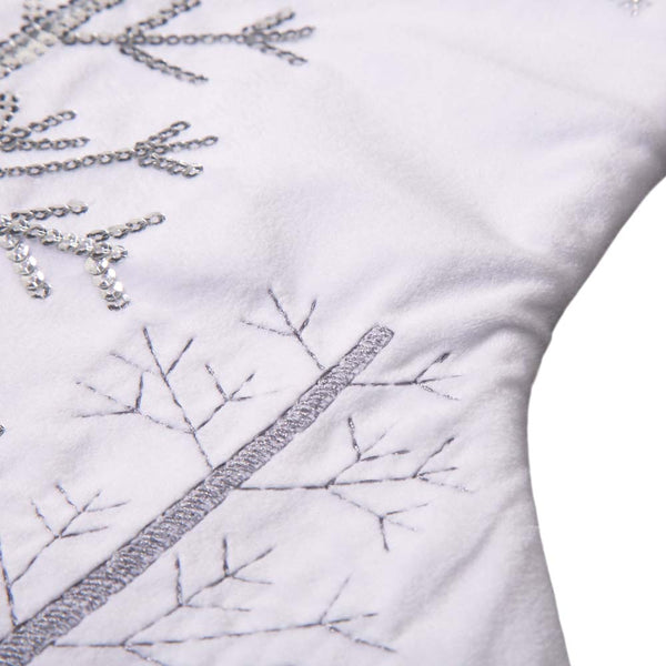 White Fleece with Christmas Tree and Snowflake Stocking