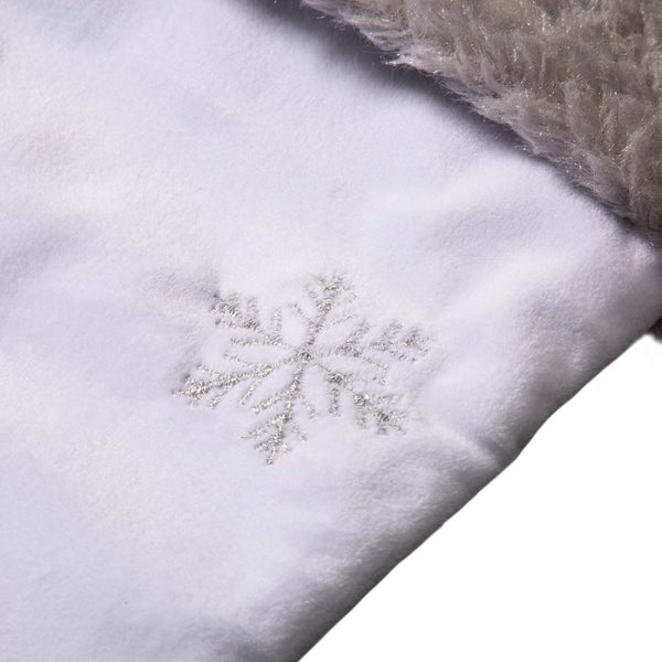 White Fleece with Christmas Tree and Snowflake Stocking