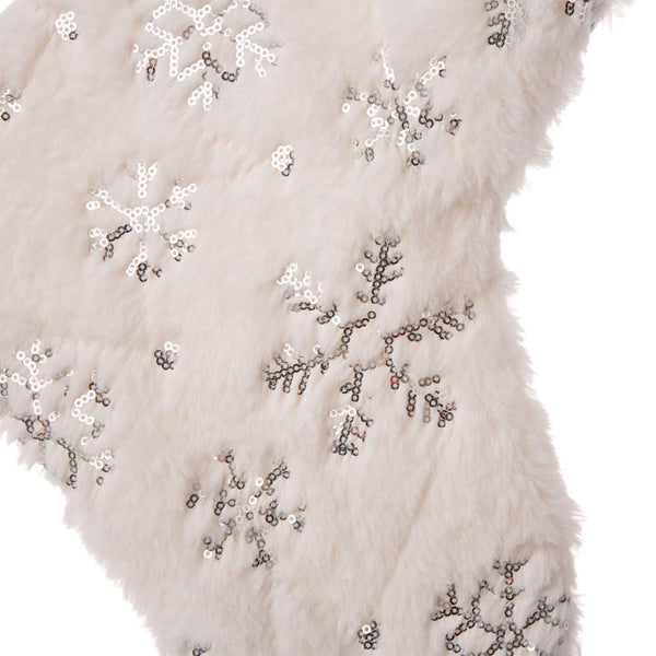 White Plush with Snowflake Christmas Stocking