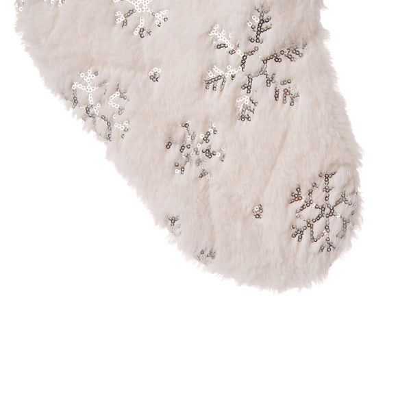 White Plush with Snowflake Christmas Stocking