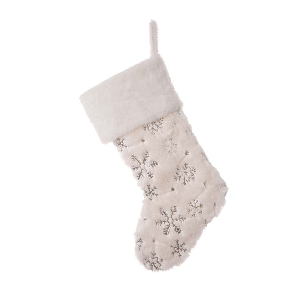 White Plush with Snowflake Christmas Stocking