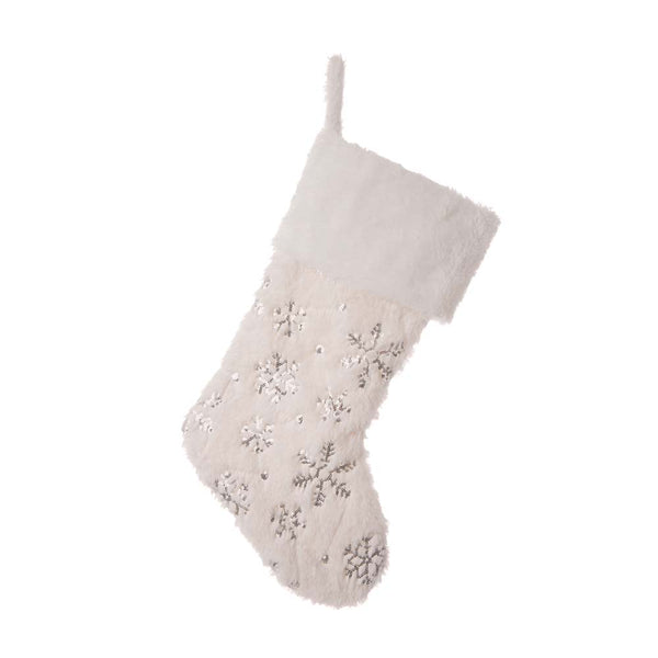 White Plush with Snowflake Christmas Stocking